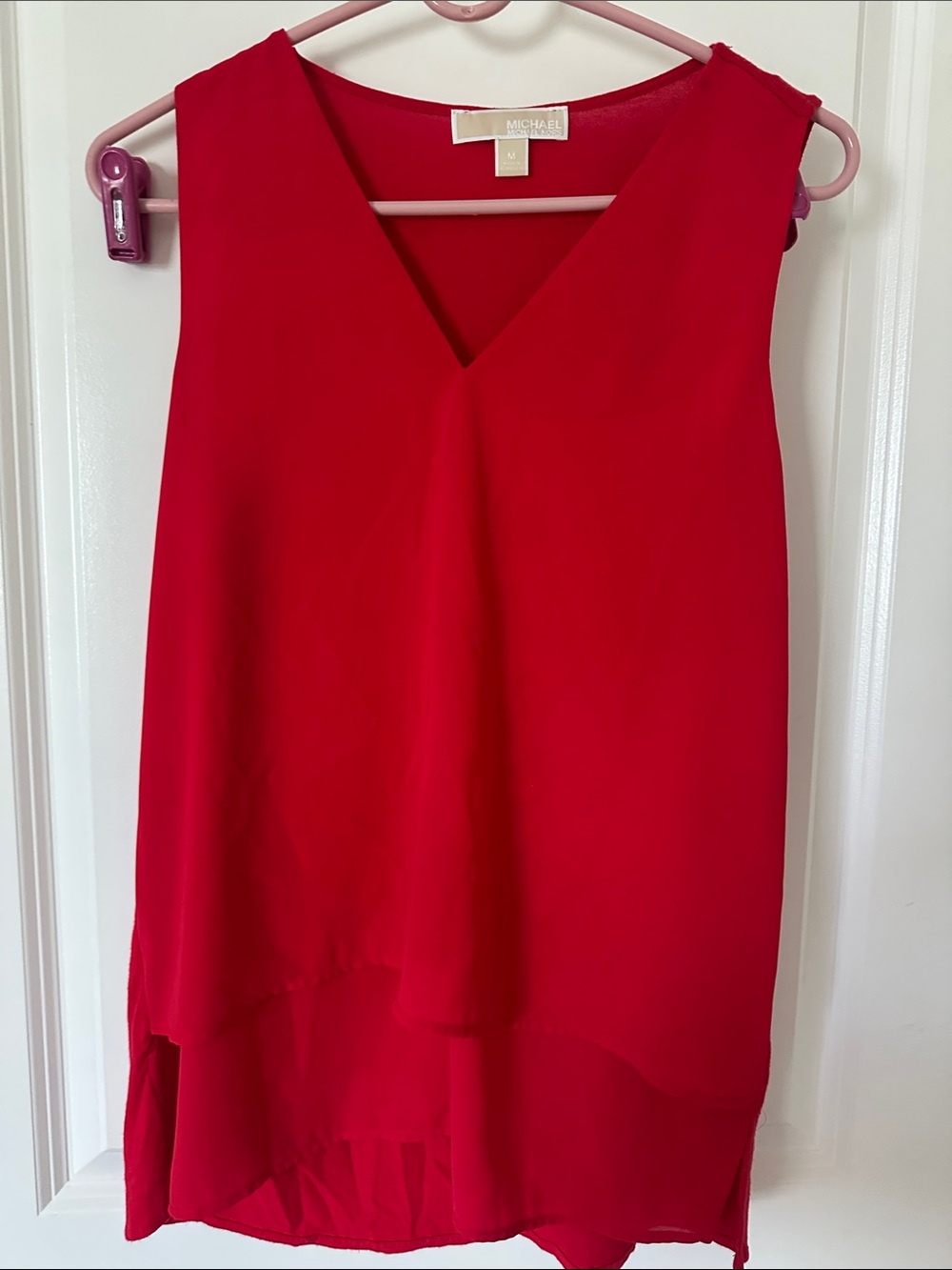 Michael Kors Red Layered V-Neck Sleeveless Camisole